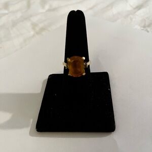 Gold-Tone Amber Stone Cocktail Ring - Women's Jewelry